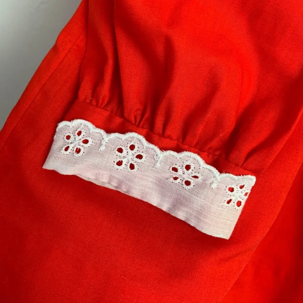 Vintage Walt Disney Winnie The Pooh Red Cotton Blend Dress Girl size 6